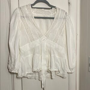White Lace Boho Blouse